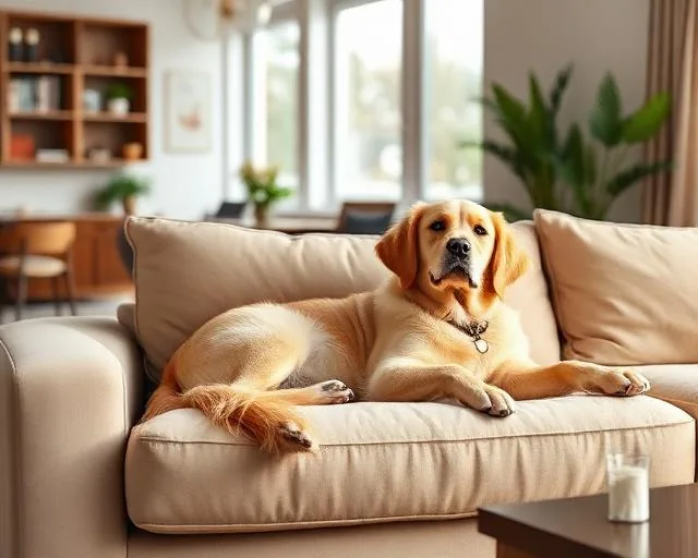 Cachorro descansando em casa durante hospedagem