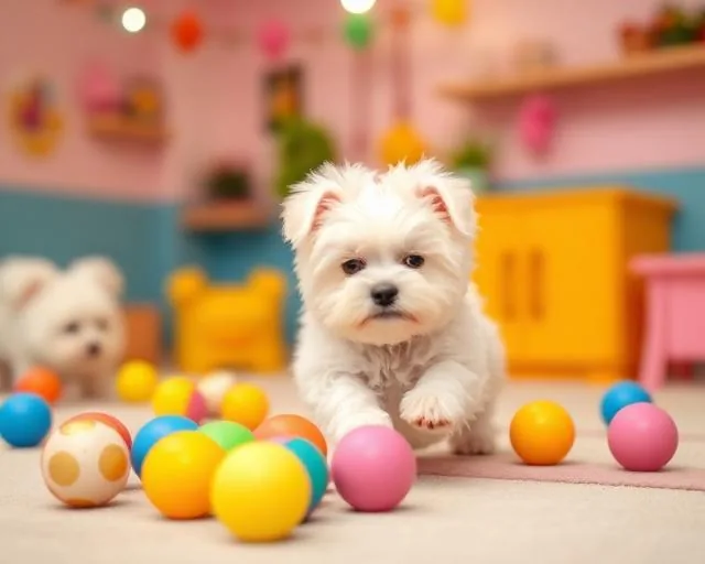 Cães brincando na creche