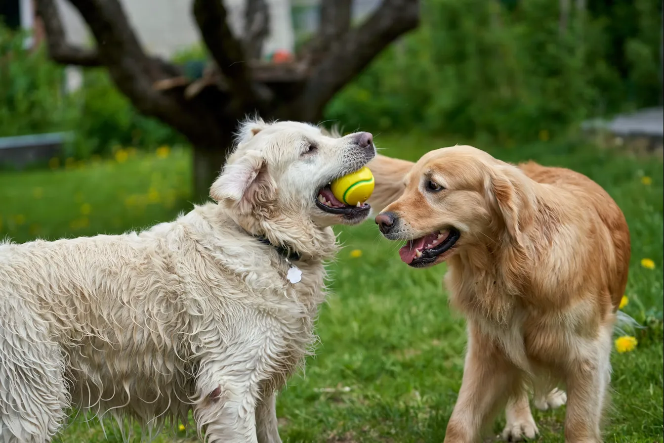 Cães brincando na creche